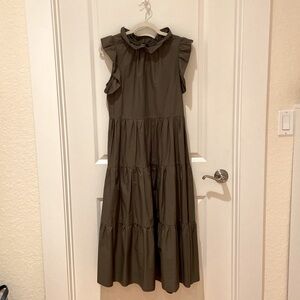 Chepe Ansaldo Made In Italy Cotton Green Tiered Maxi Dress XS